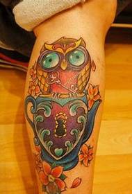 Owl tattoo pattern with handsome legs