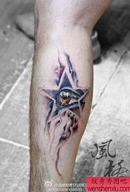 Leg classic cool five-pointed star eye tattoo pattern