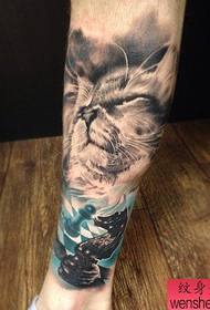 Tattoo show, recommend a leg cat tattoo