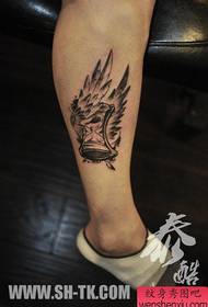 Legs popular cool hourglass with wings tattoo pattern