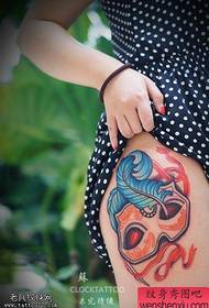 Woman legs color mask feather tattoo picture