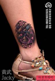 Girl's calf pretty popular colorful anchor tattoo pattern