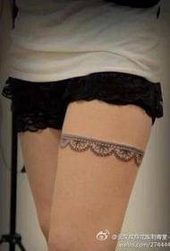 Tattoo show picture works: girls legs lace knot tattoo