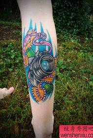 Leg color camera tattoo work