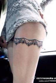 Tattoo show picture works: girls legs bow lace knot tattoo