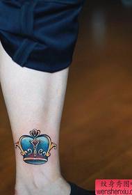 Leg color small crown tattoo works