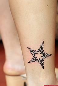 An ankle five-pointed star tattoo pattern