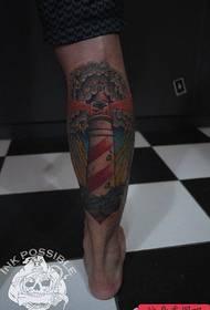 Leg popular classic lighthouse tattoo pattern