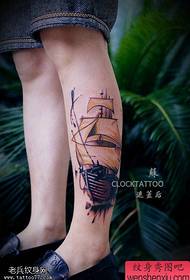 Tattoo show, recommend the leg sailing tattoo works