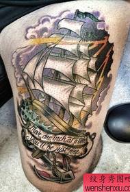 One leg school sailing tattoo pattern