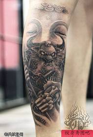 A legged black ash devil's tattoo work is shared by the tattoo