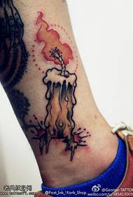 Leg color creative candle tattoos are shared by tattoos