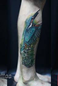 Popular colorful bird tattoos on the legs