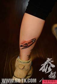 Patrón de tatuaje de lápiz único estéreo de pierna