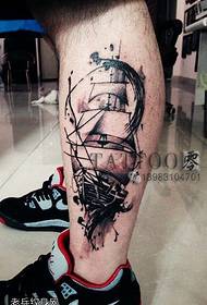 Leg sailboat tattoo pattern