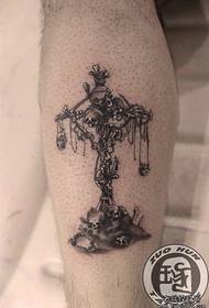 A cool skull Libra tattoo pattern on the legs
