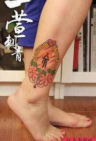 Girls legs popular simple mirror tattoo pattern