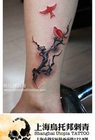Leg fashion pop branches with bird tattoo pattern