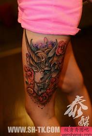 Tattoo show, recommend a leg color unicorn tattoo work