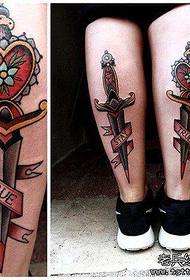 Cool pop dagger tattoo pattern on the legs