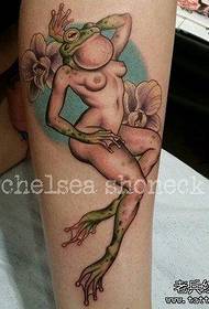 Tattoo show, recommend a leg frog creative tattoo work
