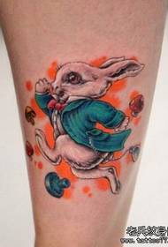 Girl's leg, a cartoon rabbit tattoo pattern