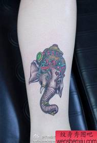 Leg-popular classic elephant tattoo
