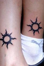Calf couple totem sun tattoo pattern