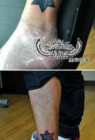 Leg-popular beautiful starry five-pointed star tattoo pattern