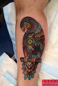 Leg parrot tattoo work