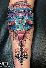 Leg color hot air balloon tattoos are shared by tattoos