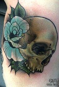 Leg skull rose tattoo wurket