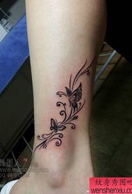 Beautifully popular totem butterfly vine tattoo pattern for girls legs