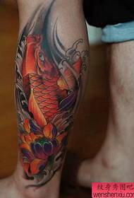 Leg color traditional squid tattoo work