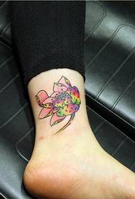 personality ankle beautiful beautiful color lotus tattoo pattern picture
