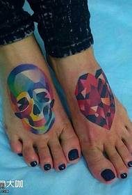 foot skull heart diamond tattoo pattern