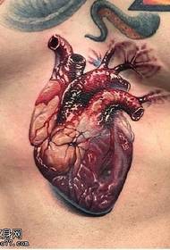 chest realistic organ tattoo pattern