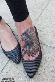 foot thorns red-red feathers Indian tattoo pattern