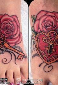 painted rose key lock tattoo pattern