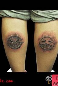 leg cool stone face smiley face and crying face tattoo pattern