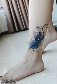 exquisite feather tattoo pattern on the ankle
