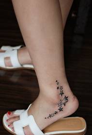 beautiful and beautiful black star tattoo pattern picture on the ankle