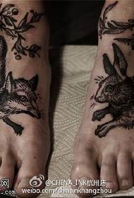 foot stab Chinese style fox rabbit tattoo pattern