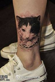 Ink Black and White Cat Tattoo Pattern
