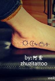 moon sun small foot tattoo pattern