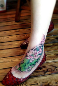beautiful lotus instep tattoo