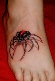 3d realistic spider tattoo on the instep
