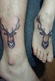 personality Couple feet deer tattoo picture Chu Chu cute