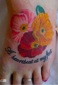 foot flower English tattoo pattern