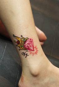 beautiful ankle only beautiful color diamond crown tattoo picture
